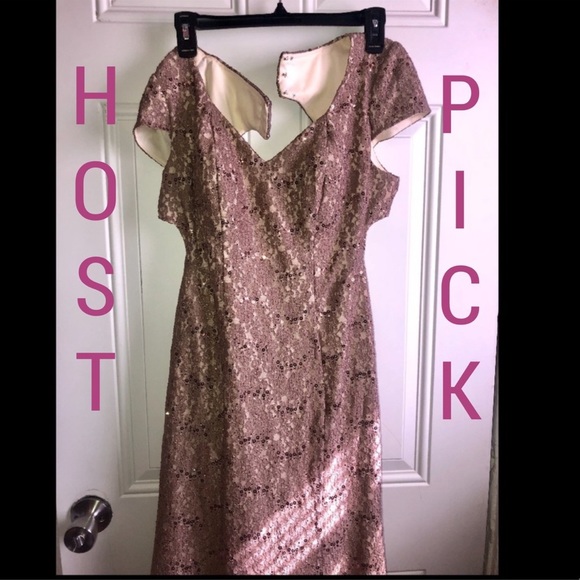 Beautiful champagne w/ gold sequins prom dress! 🥰 - Picture 2 of 11